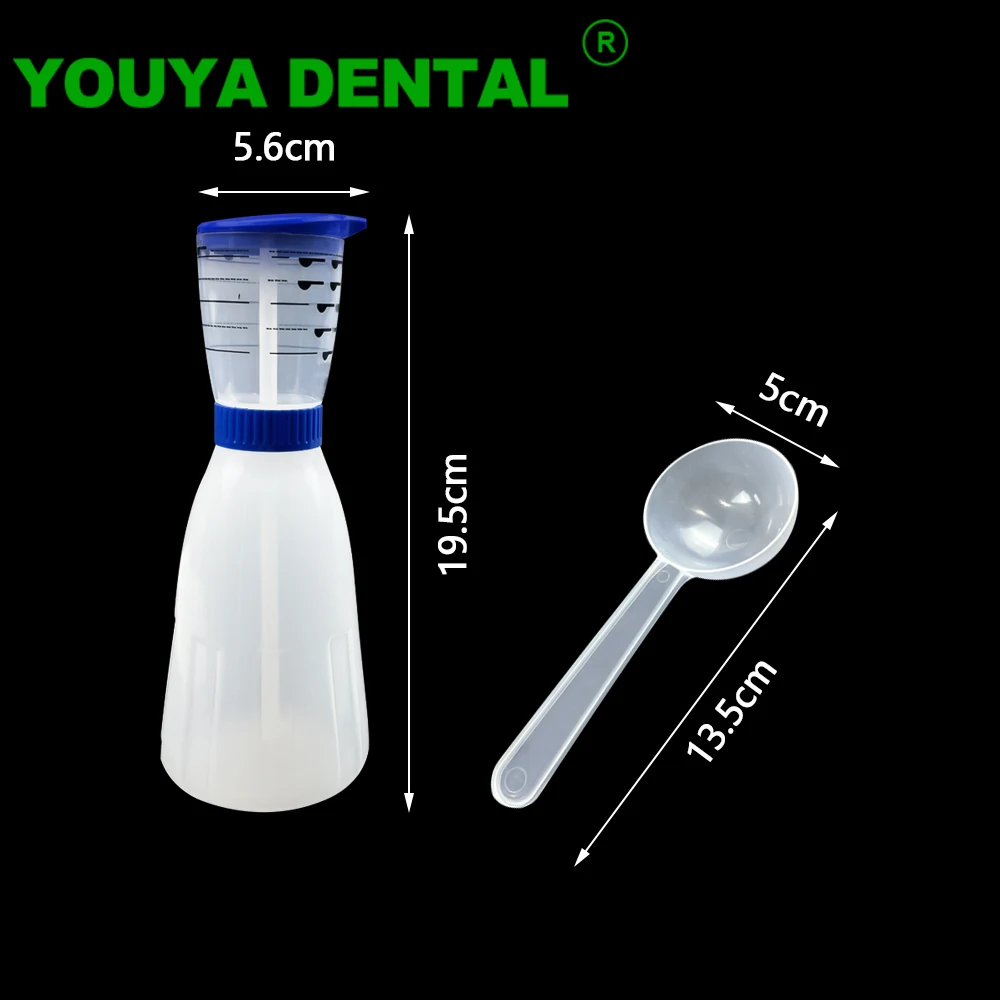 Dental Alginate Impression Material Water Dosing Bottle with Spoon Oral Precise Powder-Liquid Ratio Stirring Mixing Kettle Cup