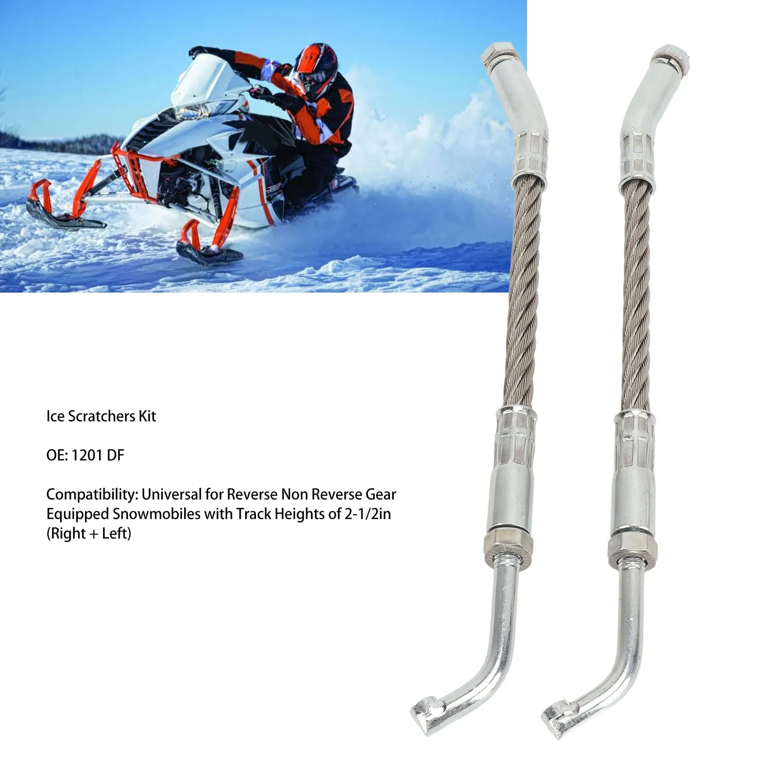 2PCS Ice Scratchers Kit 1201 DF Universal Snowmobile Ice Scrapers Set for Snowmobiles Track Heights 2‑ 1/2in Right and Left