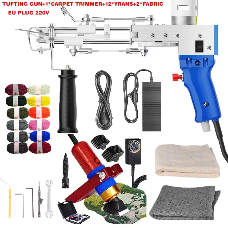 Elektrische 2-in-1 Tufting Gun Set met Stof, Tapijt Trimmer Carpettapis Breien Tuften Pistool Weven Massaal Tapijt Machine