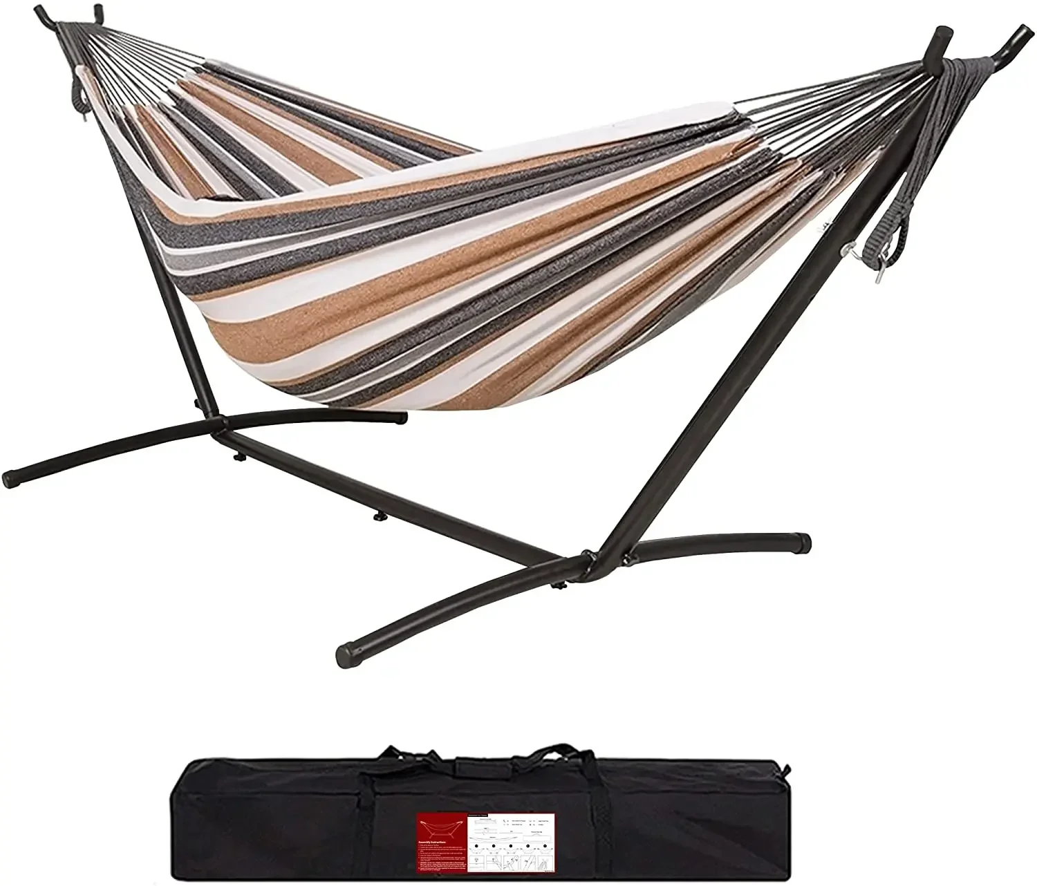 

Indoor Outdoor Outside Patio 450 lbs Capacity 2 Person Cotton Brazilian Hammock with Stand