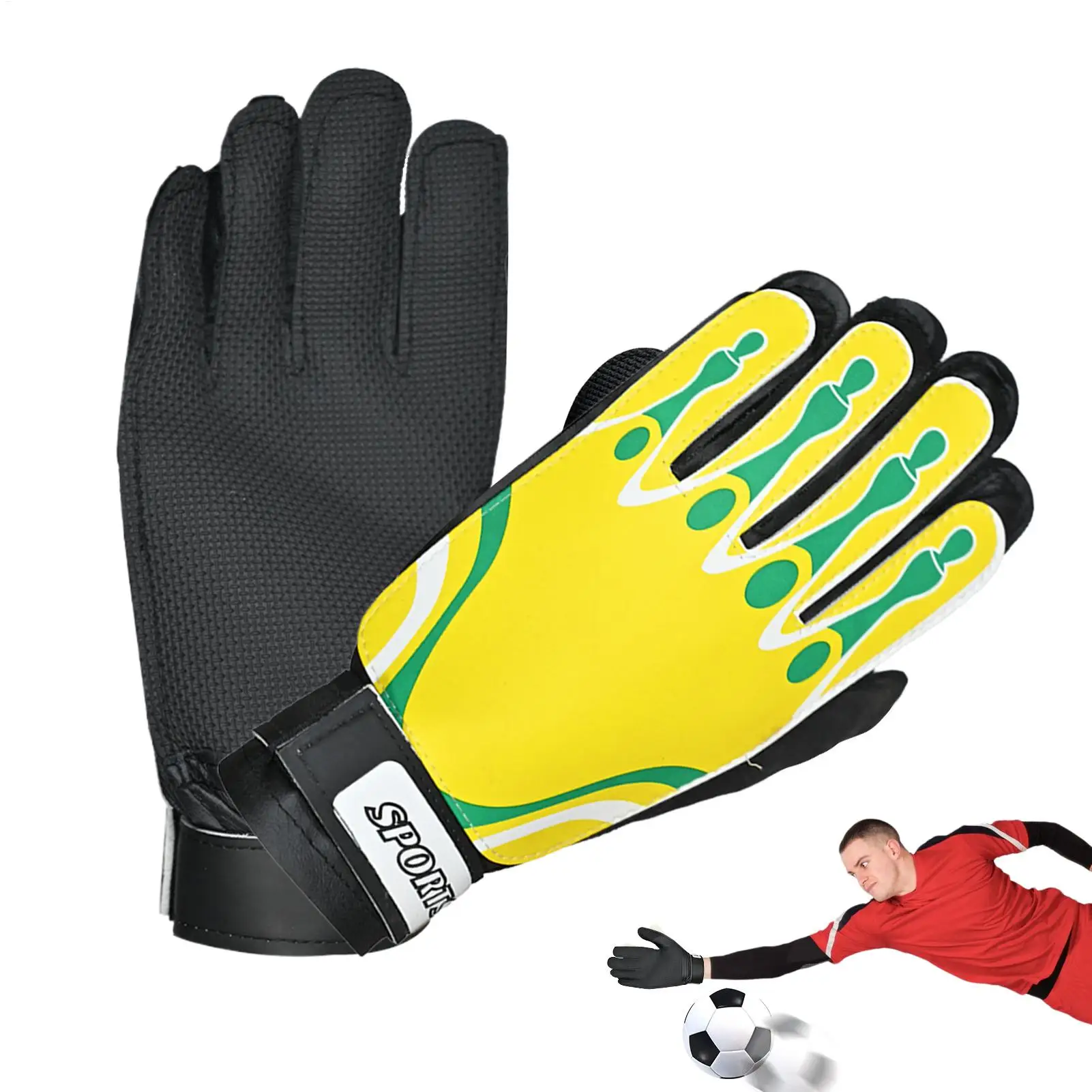 

Football Gloves 1 Pair Soccer Goalie Gloves Adult Shock Absorption Padded Football Player Training Equipment For Practice