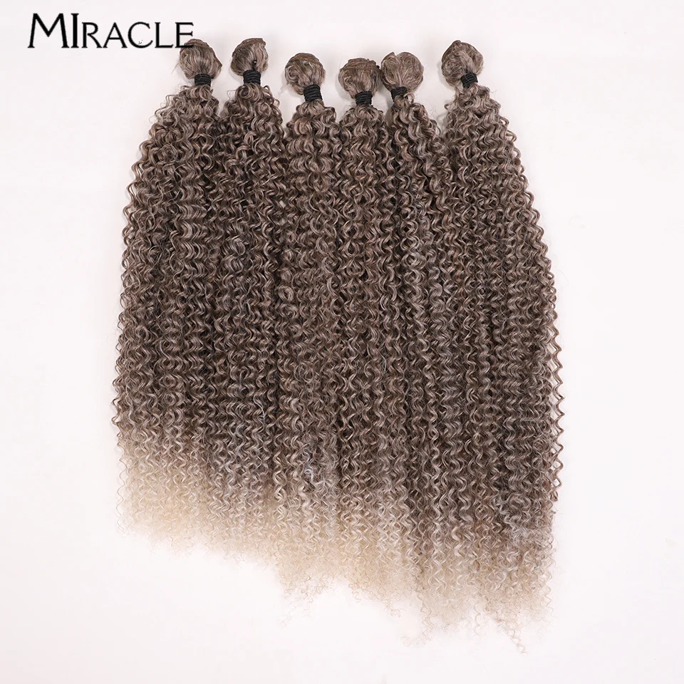 MIRACLE Estensioni Dei Capelli Sintetici Donne Fasci di Capelli Castani 6 Pz/set 20 '' 22 '' 24 '' Tessitura Dei Capelli Tesse Parrucchino Morbido