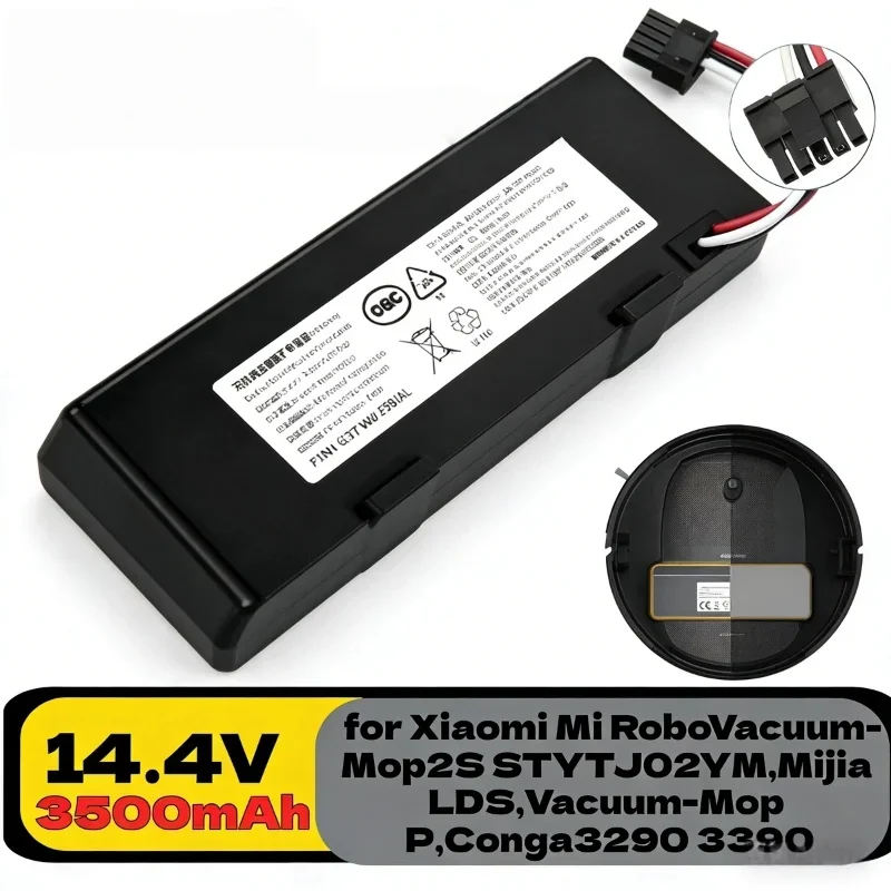 

High Capacity 14.4V 3500mAh Battery for Xiaomi Mi Robot Vacuum-Mop 2S STYTJ02YM Vacuum-Mop P Conga 3290 3390 Spare Parts