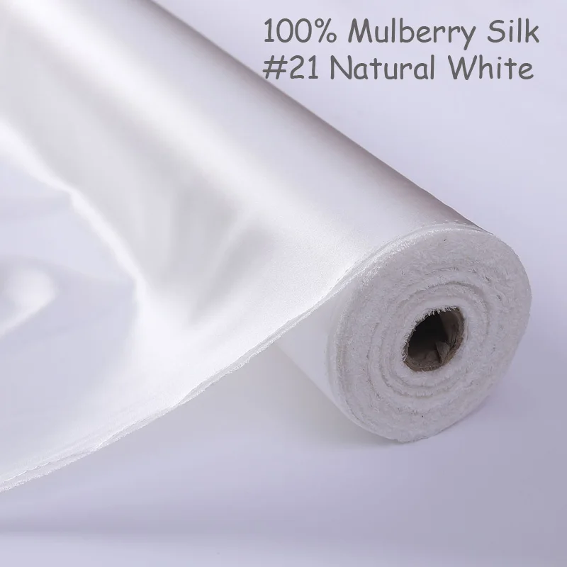 Luxury Natural Pure Mulberry Silk Fabric White Color Embroidery Dress Wedding Veil Charmeuse Satin Silk Fabrics