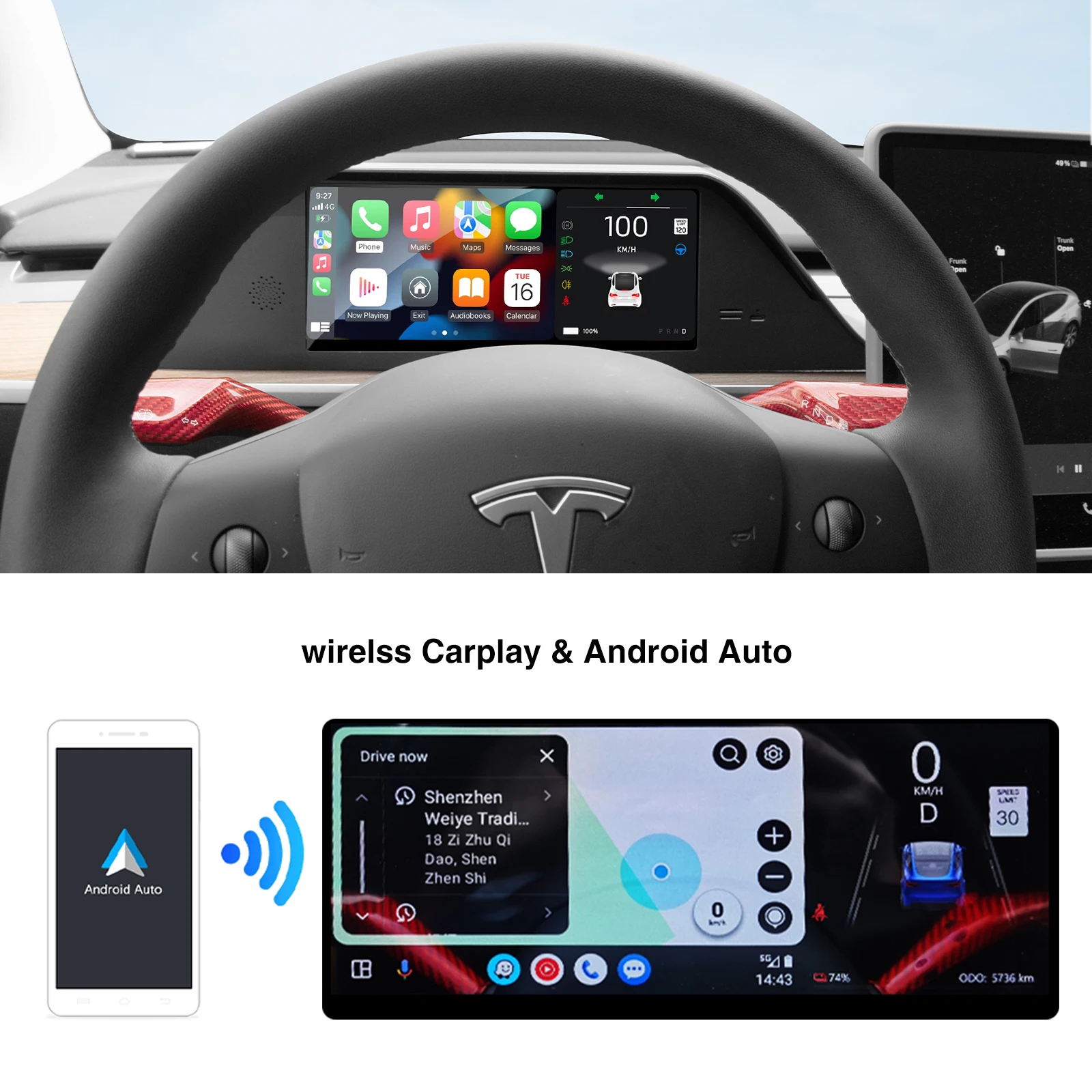 Model 3-HUD voor Tesla Instrumentenpaneel Model Y Head-Up Display Dashboard Front Monitor Cluster Rwd Driver Scherm Air Vent Camera