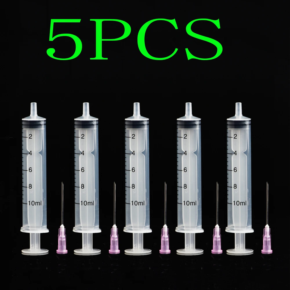 5PCS Ink Refill 10ml Syringe With Needle For EPSON Canon HP Brother CISS Tank Refillable Cartridge Refilling Ink Kit Accessories