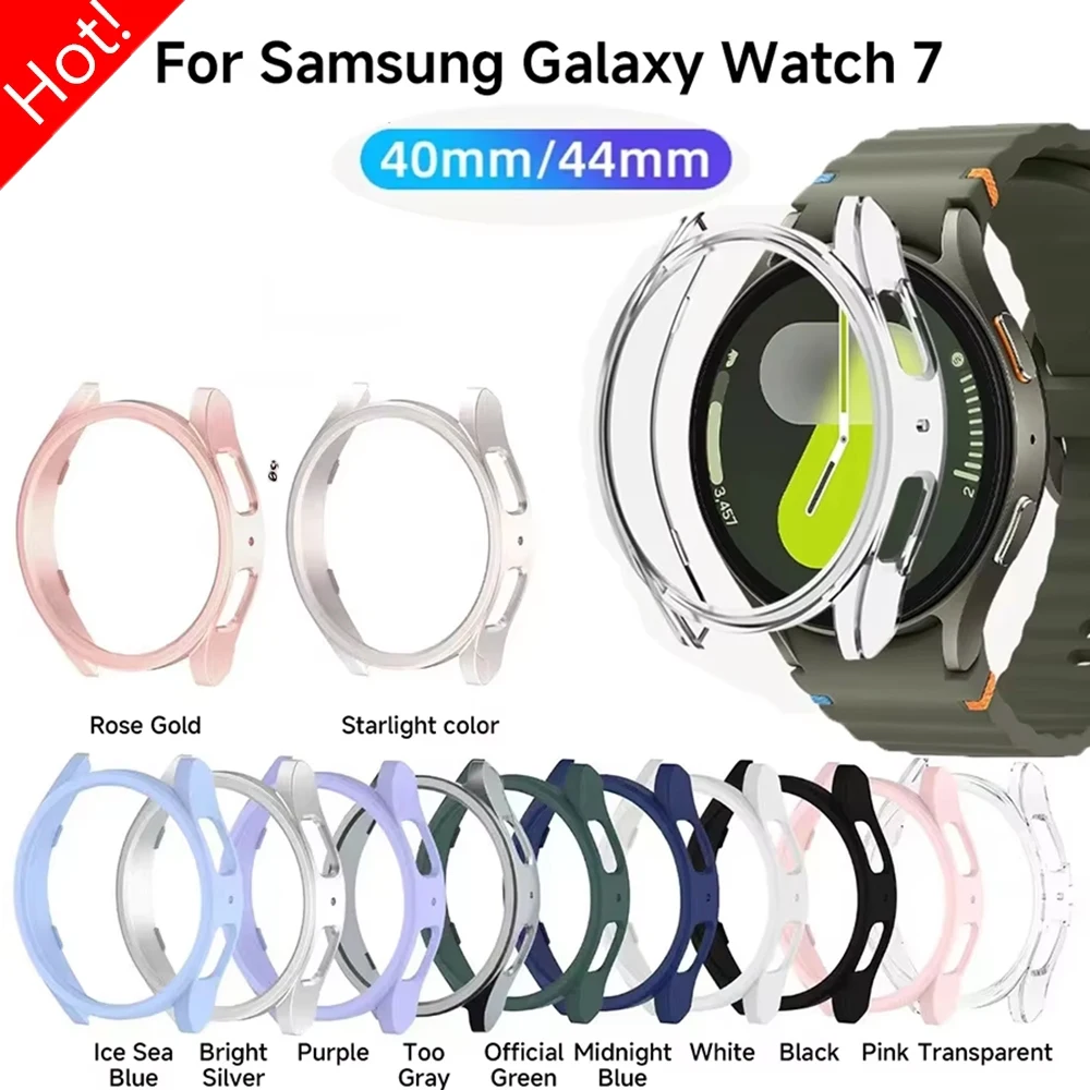 PC-Gehäuse für Samsung Galaxy Watch 7 40 mm 44 mm, matte Abdeckung, schützende hohle Stoßstangenschale für Galaxy Watch 7 Smartwatch-Zubehör
