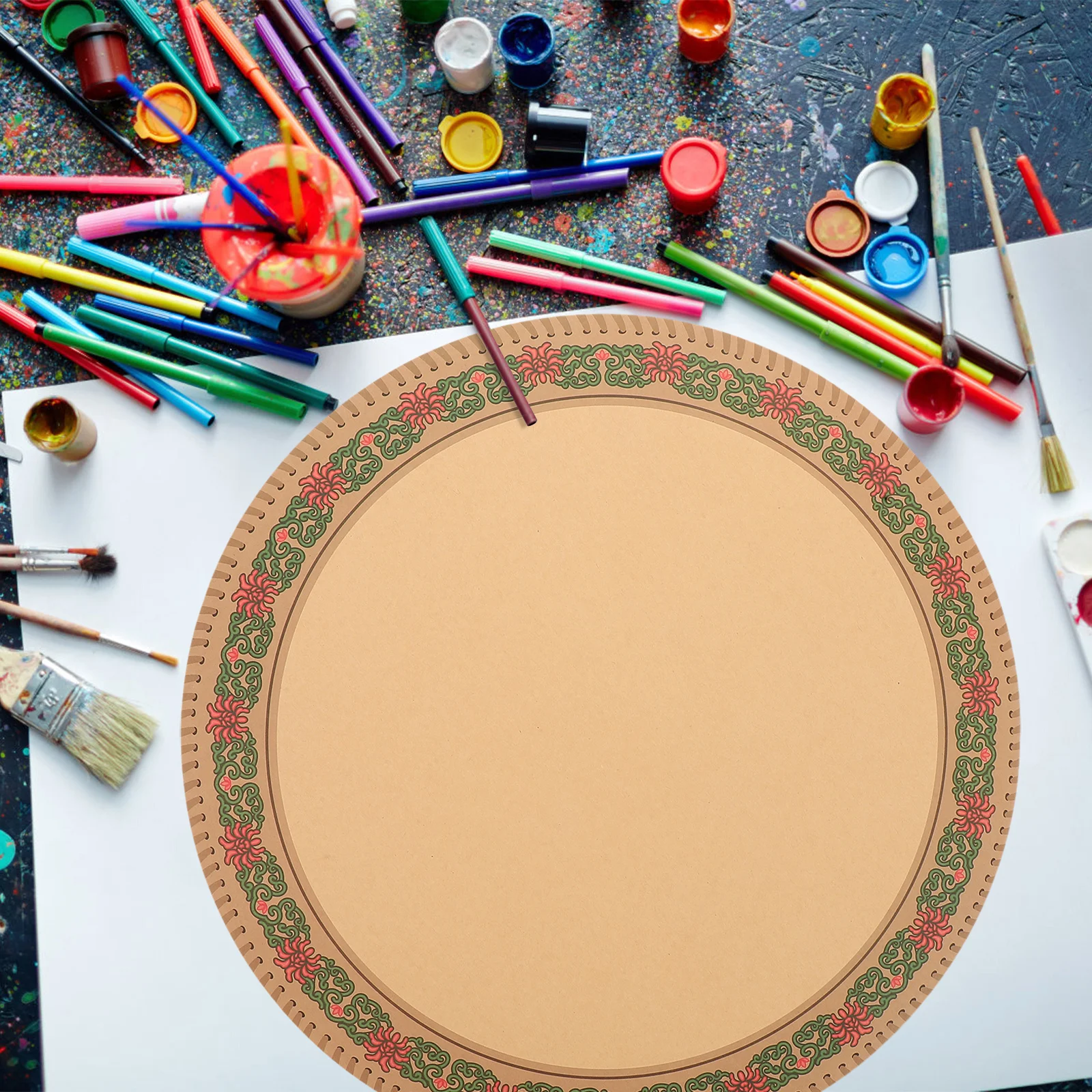 أوراق رسم فنية دائرية عرقية 20 وحدة ورق ألوان مائية للحدود المزخرفة لمشاريع الرسم المدرسية في الاستوديو #5