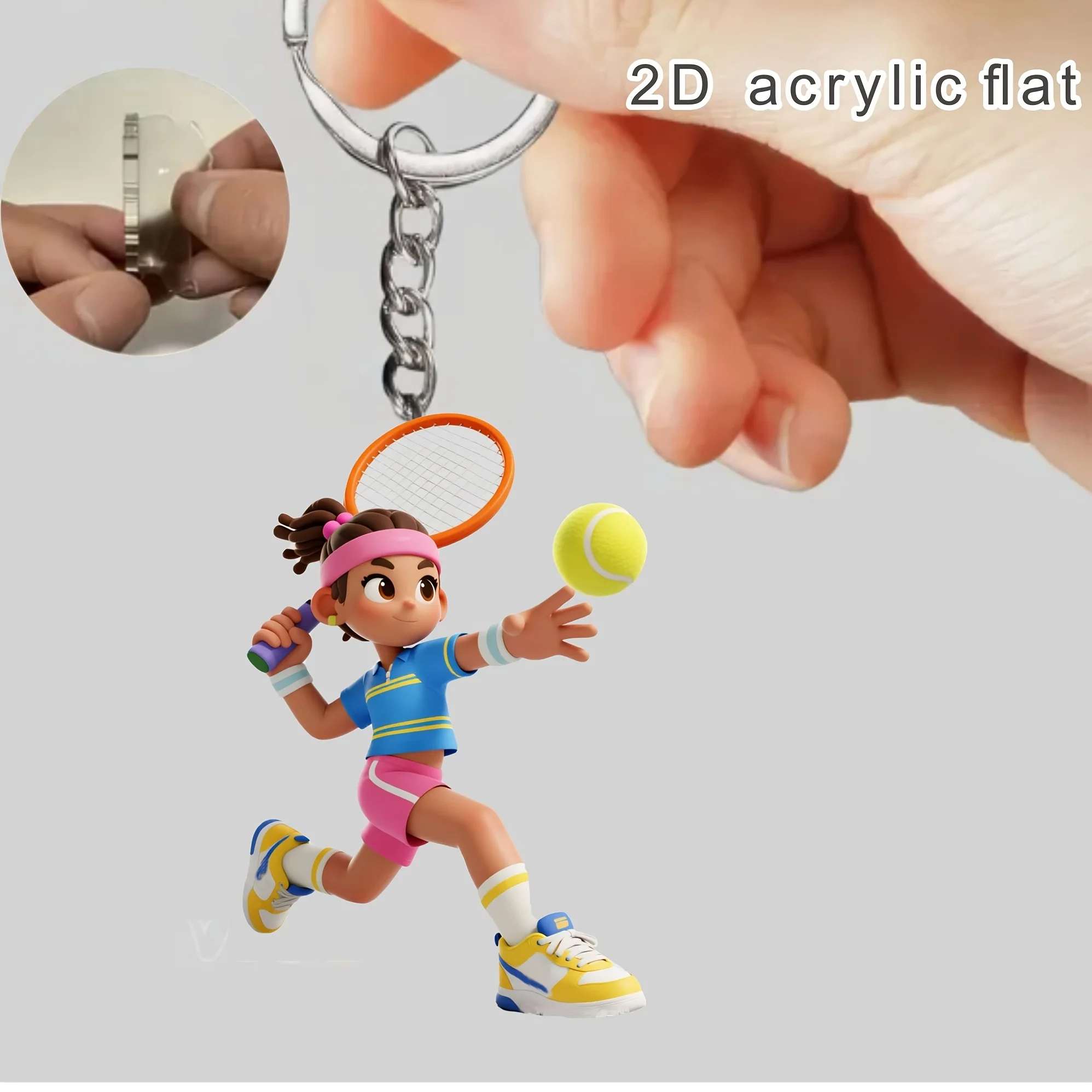 Tennis Sport Keychain 5/6/10pcs 2D Acrylic Pendant Bag Accessories Gift for Relatives Classmates and Friend Party Favors Festive
