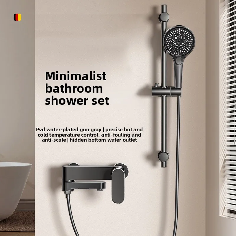 All Copper Shower Faucet Set Bathroom Hot Cold Mixer Valve Three Function Shower System Home Bathroom Collection Shower Head Set