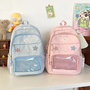 Phụ nữ Nhật Bản mới 2024 Backpack trong suốt của phụ nữ Túi ba lô cho sinh viên đại học JK 6 Đồng xu Kipling bán hàng chính - 3