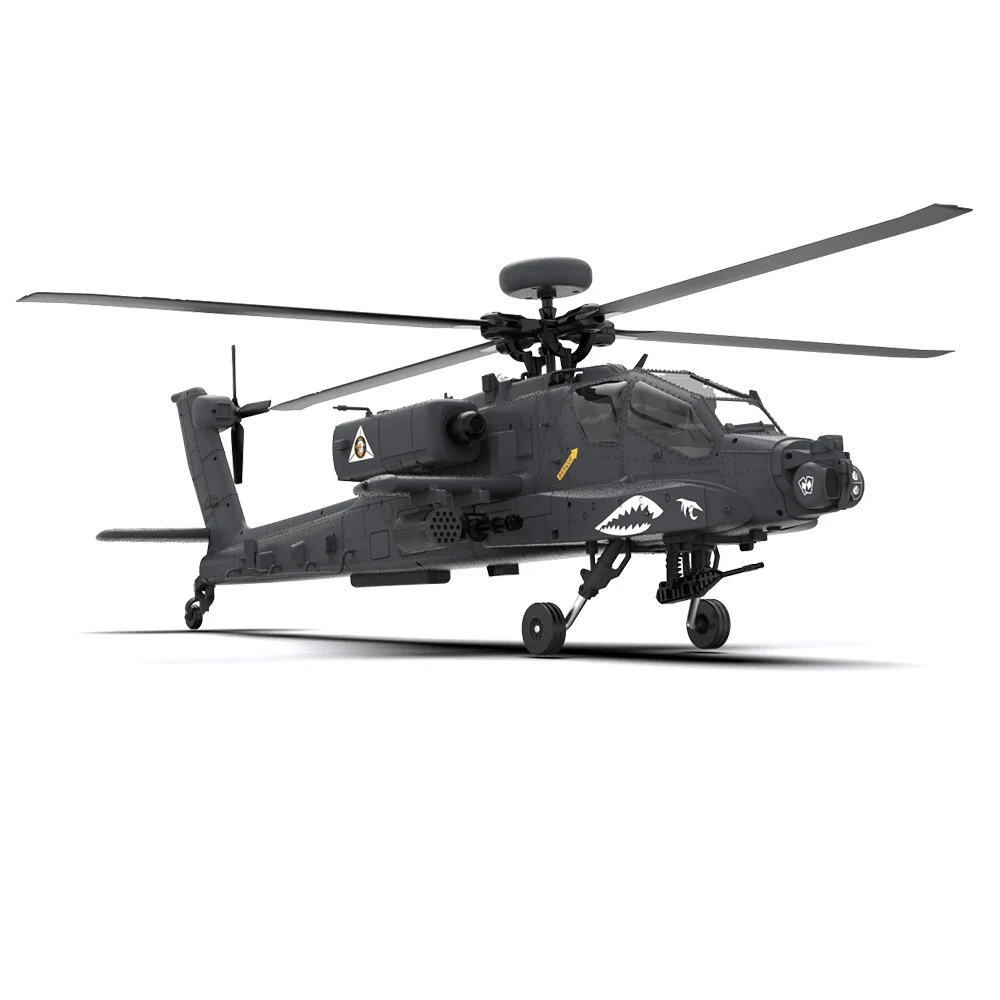 YXZNRC F11-S 1:32 AH-64 Apache Schaal 2.4G 6CH GPS Hoogte Hold Optische Stroom Positionering 5.8G FPV Camera RC Helicopter RTF