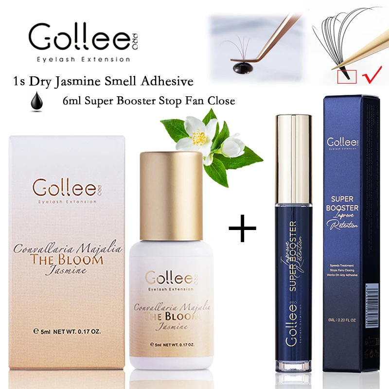 Gollee Jasmine Smell Lash Glue Eyelash Extensions wuth Super Booster 6ml Stop Fan Closing Accelerator Glue Eyelash Glue Supplies