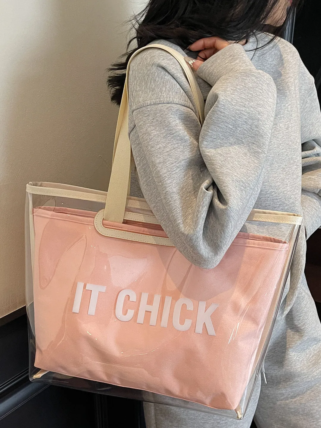 

Large Capaci Jelly Tot Bag Women's Fitn Single oulder Materna Casual Leisure Tote Bag Korean Sle Zipper Closure