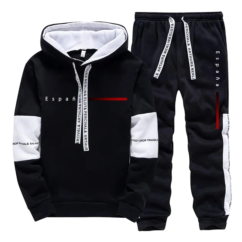 Spain Fashion Men's Set Hooded Sweatshirt and Sweatpants All Season Daily Casual Sports Long Sleeve Tracksuit Male Hoodie Outfit
