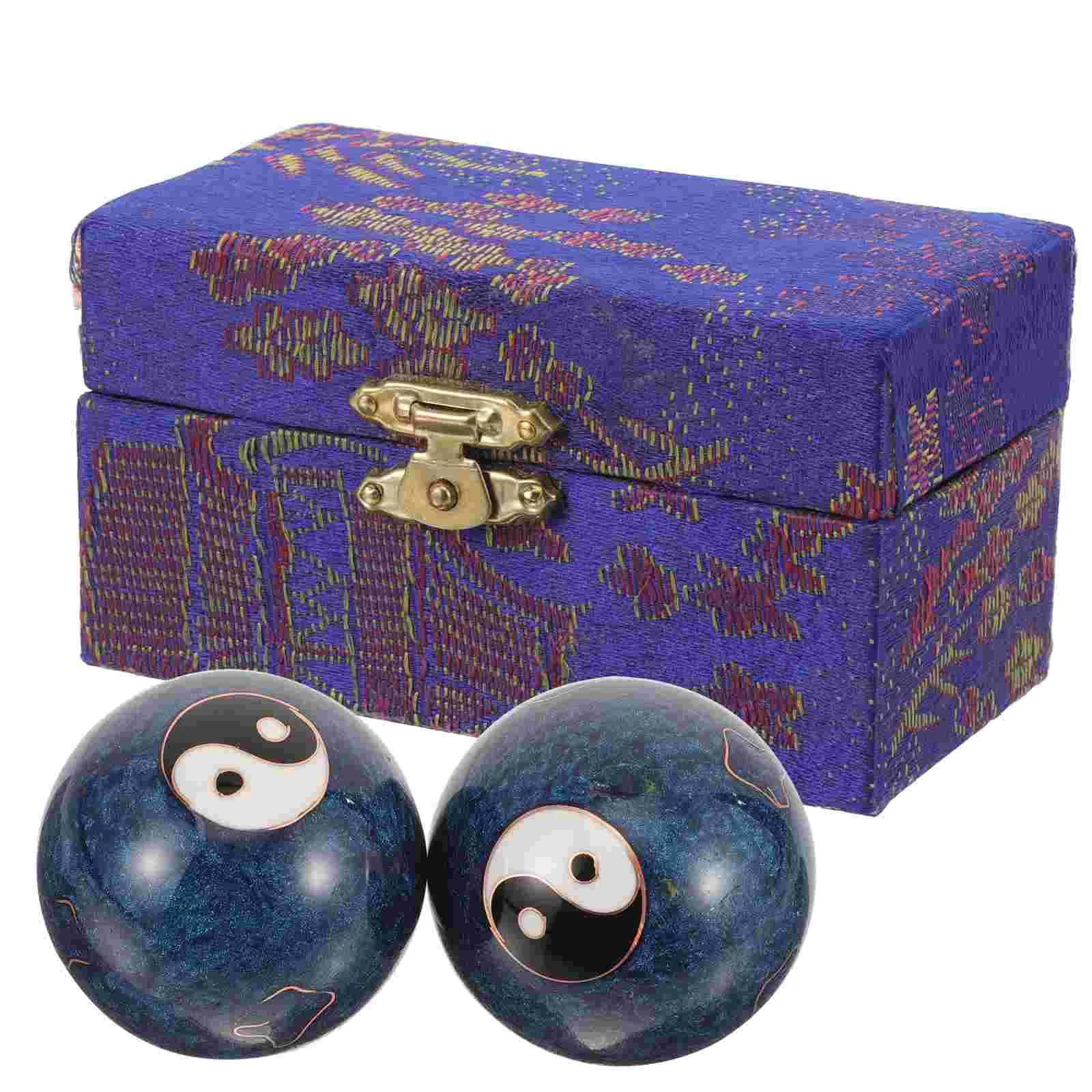 

Handball Fitness Boxed Filigree Low-temperature Enamel Hand-twirling Ring Tone Massage (47mm Colorful Bagua Blue) Balls Iron