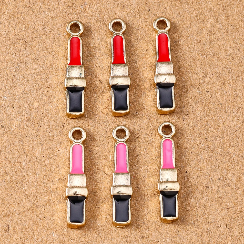 

10pcs 18*3mm Enamel Mini Lipstick Charms Pendants for Jewelry Making DIY Earrings Necklaces Accessories Supplies