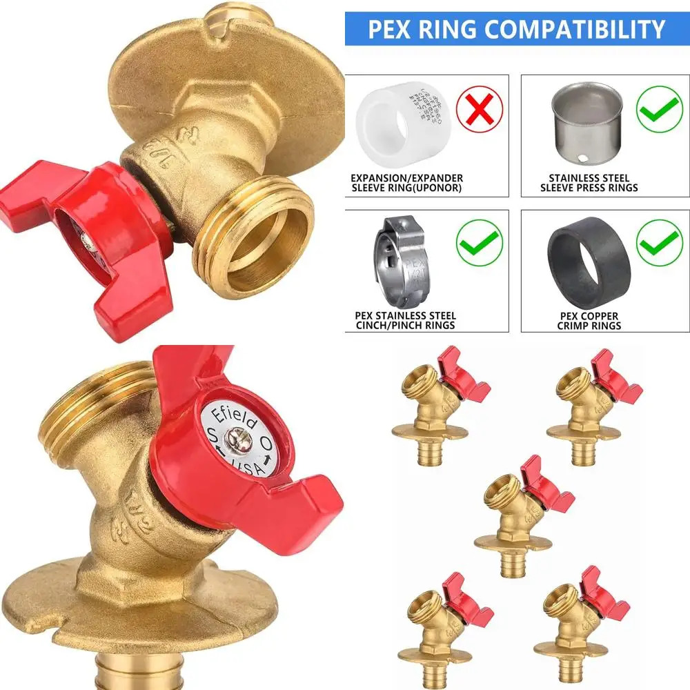 

5-Pack 1/4-Turn Outdoor Sillcock with Flange, 3/4 PEX x 3/4 MHT Outlet