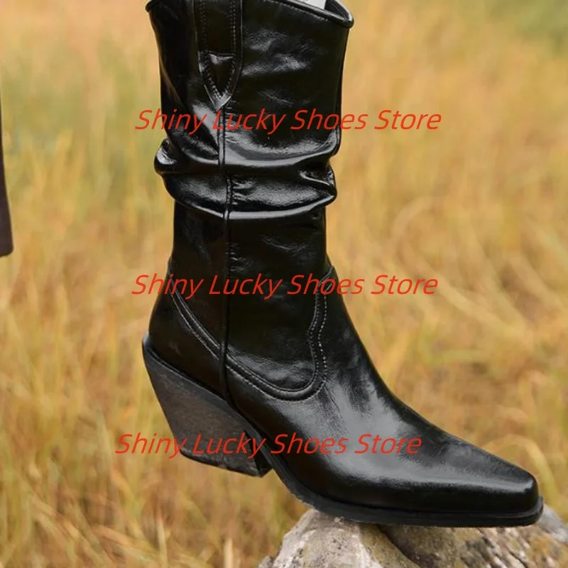 Zapatos plisados para mujer, punta redonda, tacones altos gruesos, líneas de costura, Tacones, Botas cortas de gamuza para mujer, colores mezclados, Chassure Femme