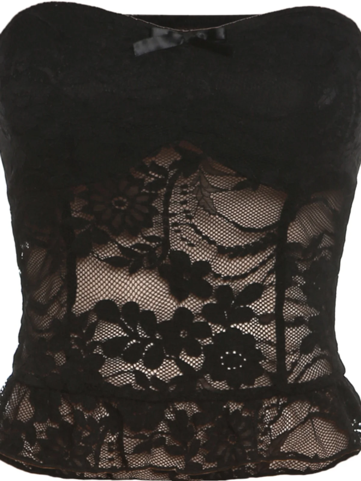 WEIRD PUSS printemps été Sexy évider dentelle haut court femmes Faion épissure minceur orth gilet rue Sle couleur Pure