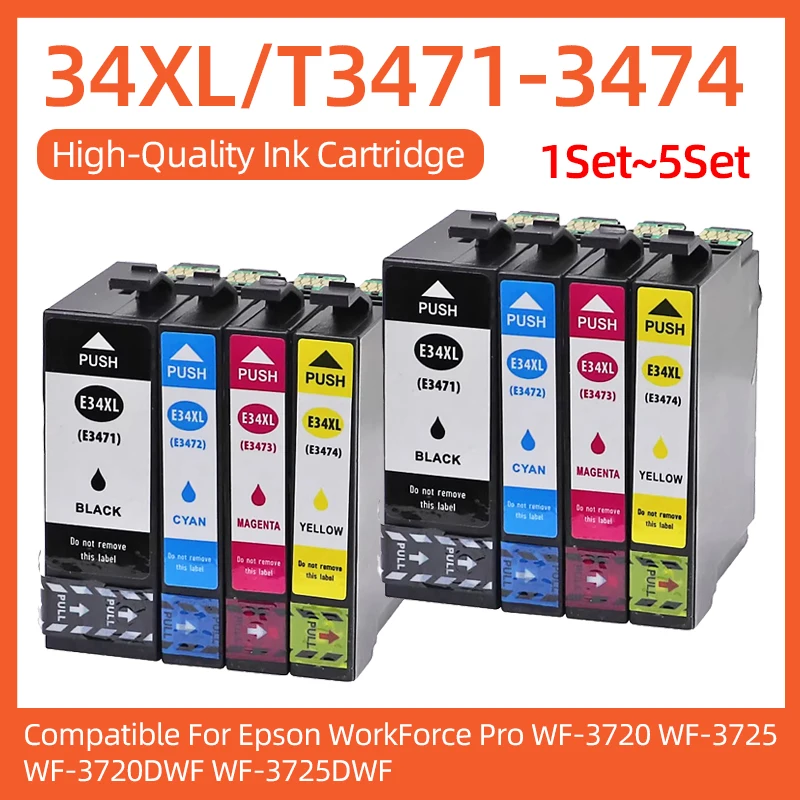 34xl-t3471xl-インクカートリッジエプソン-workforce-wf3720-wf3725-wf3720dwf-wf3725dwf-プリンタ-t3471-t3472-t3473-t3474-xl-用互換