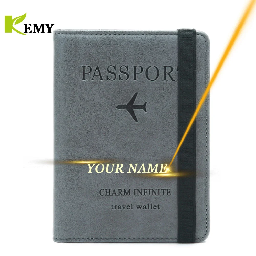 Kemy Customized Passport Cover Travel Wallet Passport Holder Men's Bank Card Holder Case Women Credit ID Protector