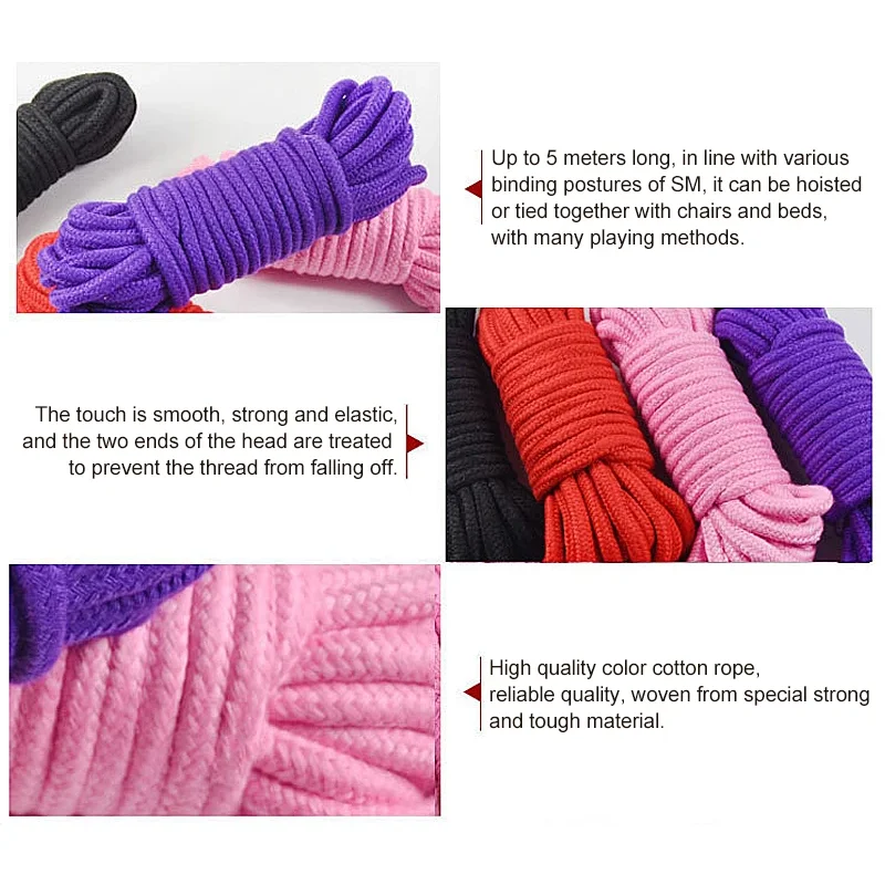 5/10M Bondage Restraint Cotton Rope Female Adult Sex Product Erotic Slave Shibari Hogtie Accessory SexToy for Couples Adult Game