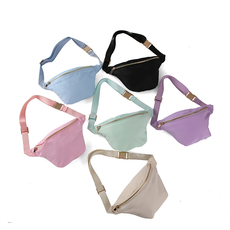 Preppy Nylon Fanny Pack Waterproof Soomth Zipper Makeup Bags Waist Bag with Adjustable Strap for Travel Sports Running