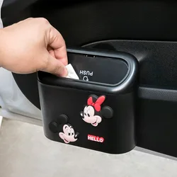 Cubo de basura de Mickey y Minnie Mouse para coche, Cubo de almacenamiento de dibujos animados de Disney, Corgi lindo, adornos automáticos, accesorios interiores