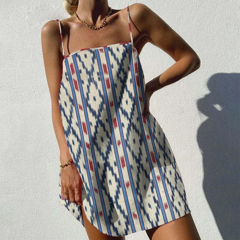 

Oversized Women'S Dress Camisole Style Thin Shoulder Strap Short For Beach Vacation Summer Pattern Printing Cool And Breathable