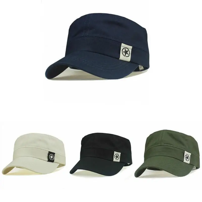 1Pc Women Men Flat Roof Military Hat Cadet Patrol Bush Hat Baseball Field Cap Snapback Casual Caps