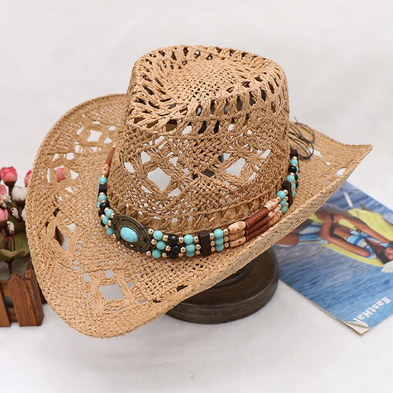 Chapeau de cowboy bohème ajouré, chapeau pour hommes Aliexpress, chapeau de plage de cowboy occidental d'été, offre spéciale