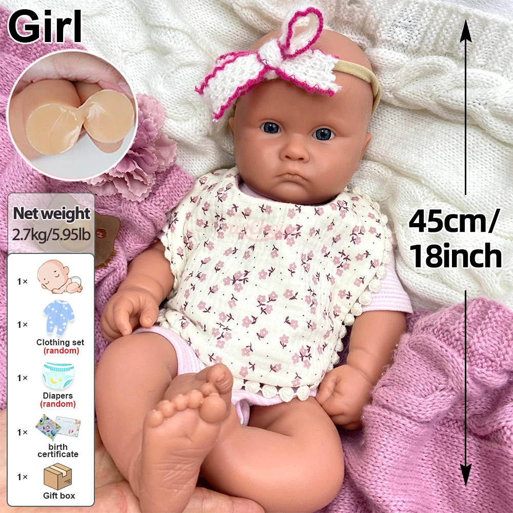 ตุ๊กตาซิลิโคนรีบอร์นแบบ DIY ขนาด 45 ซม. สำหรับเด็กผู้หญิง  ยังไม่ได้ลงสี  สามารถเปิดปากได้  เหมาะสำหรับเป็นของขวัญสำหรับคนรักตุ๊กตาและนักสะสม