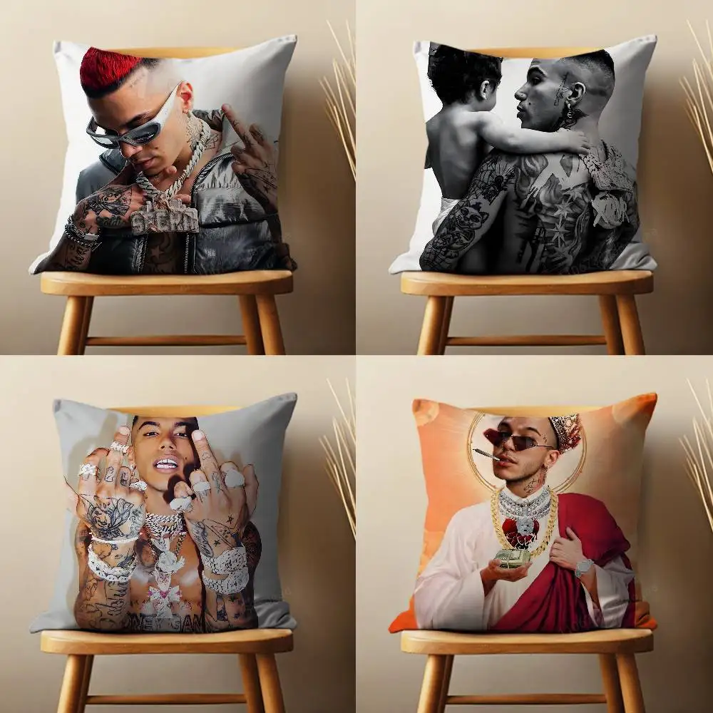 

Italy S-Sfera E-Ebbasta Rapper Throw Pillow Case Living Room Sofa Cushion Cover For Home Bedroom Decoration And Protector