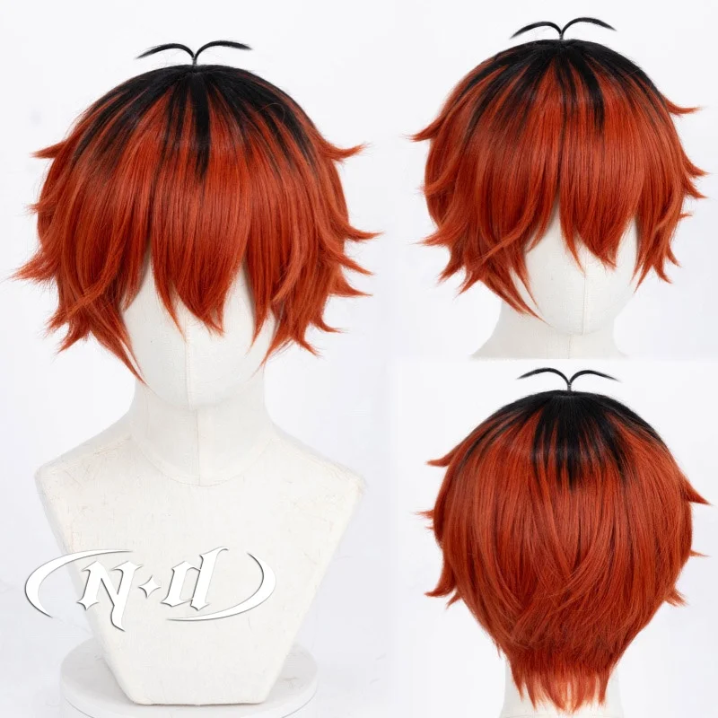 ND Stark Cosplay Wigs Anime Frieren: Beyond Journey's End Stark Red Black Roots Cosplay Hair Wigs for Comic Con Coser Halloween