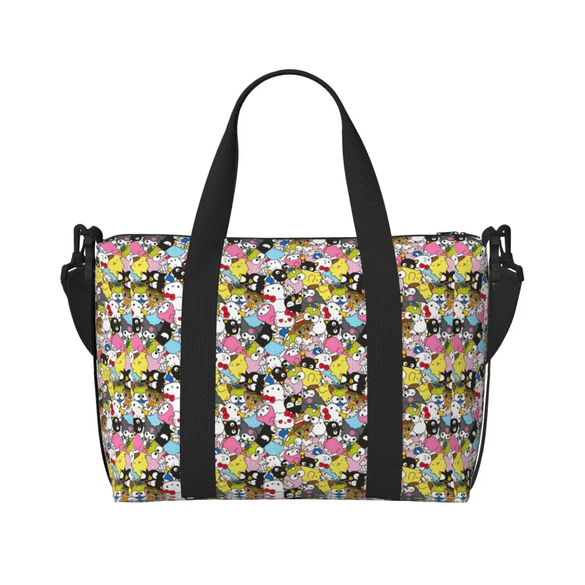 

Custom Anime Kitty Friends Pack Beach Tote Bag Women Extra Large Gym Carry On Travel Shopping Bags