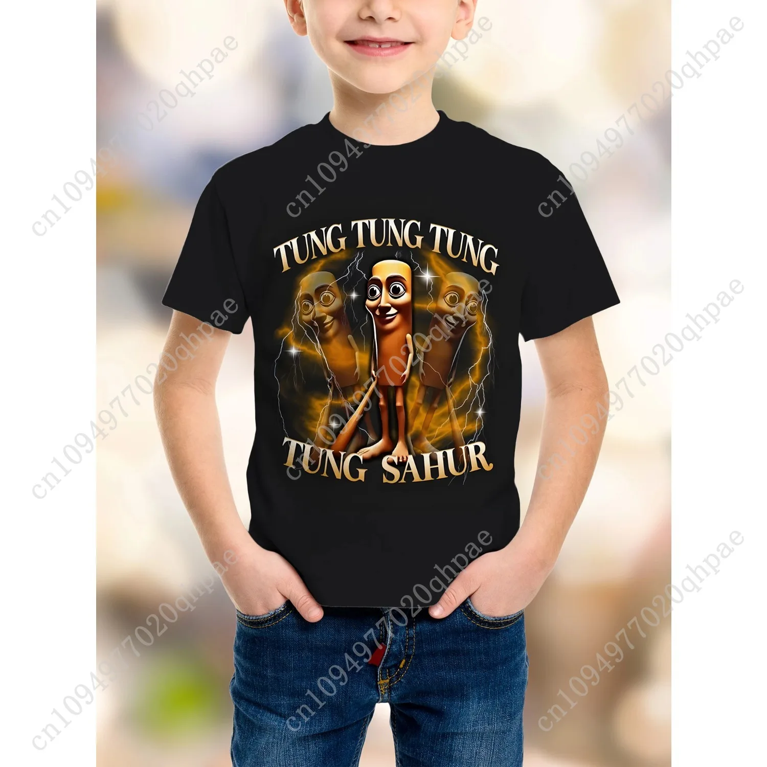 ملابس جديدة تي شيرت موضة TungTungTung Sahur Bombardiro Crocodilo للأطفال كارتون تي شيرت بدلة للأولاد أنيمي Ai لعبة قصيرة الأكمام #3