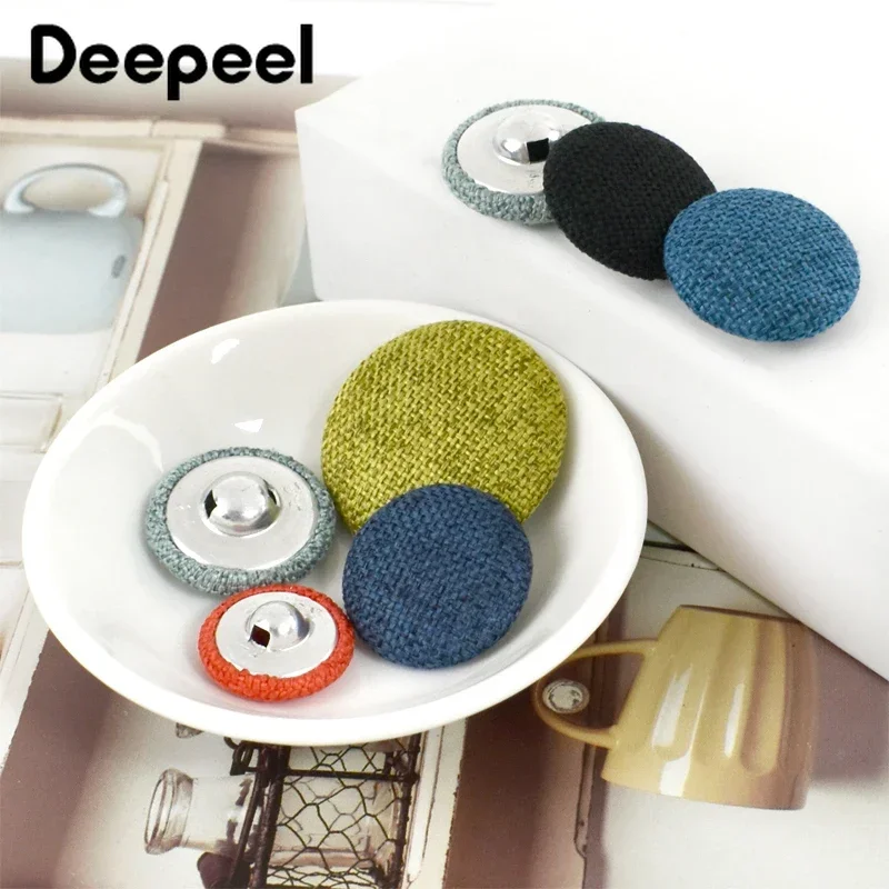 20Pcs 15-30mm Cloth Fabric Button Linen Covered Round Snap Buttons for Jacket Clothes Sofa Suit OverCoat DIY Sewing Accessories