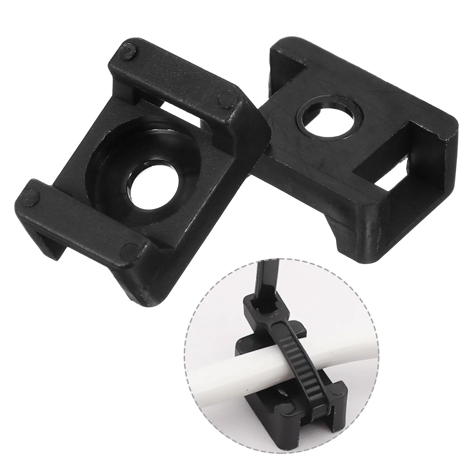 120 Pcs Cable Tie Holder Drawstring Saddle Mount Corner Black Ties Thread Nylon Wire Zipper