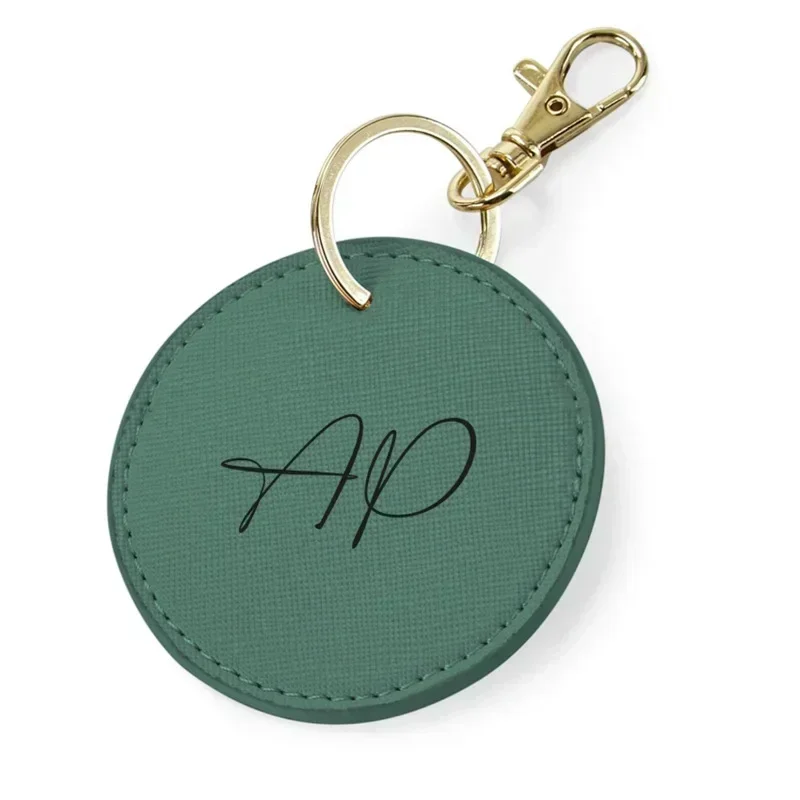 Custom Logo Round Leather Keychain for Lover Wedding Personalize Circle Company Hotel Name Car Keyring Laser Engrave Key Chain