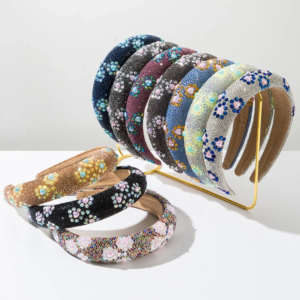 Korean Version of The New Full Diamond Luxury Gypsy Star Shining Love Sponge Headband Hair Accessories Women