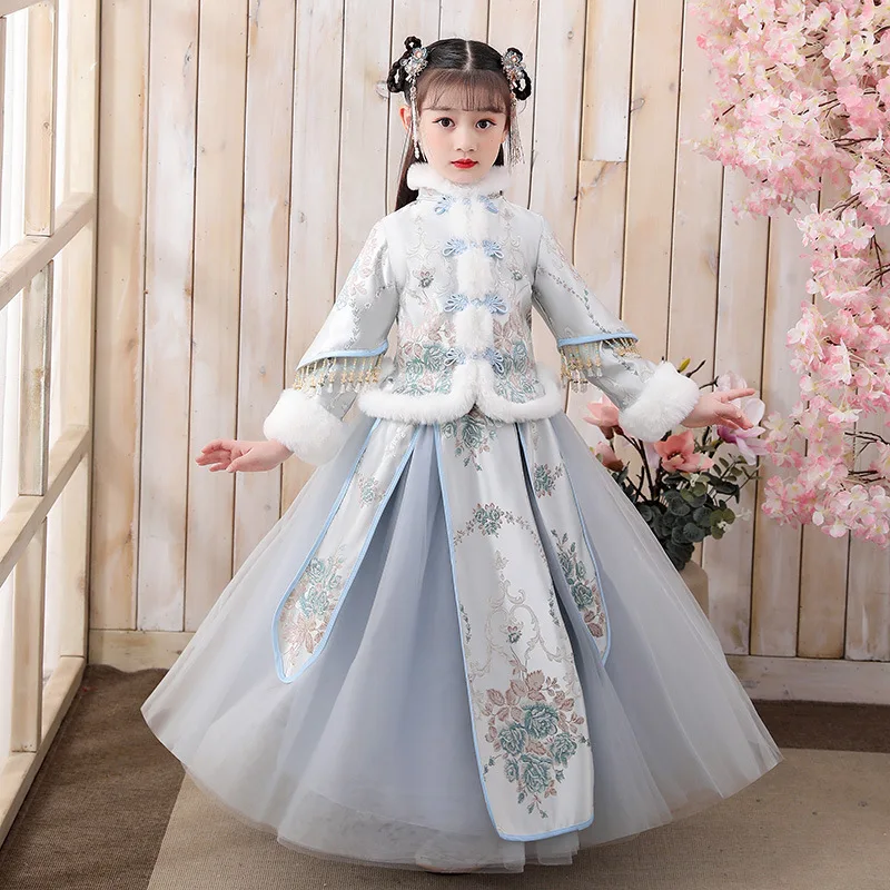 Robe de soirée traditionnelle Hanfu pour filles, tenue de luxe pour fête d'anniversaire, nouvel an chinois, rouge, Costume de fête, Cosplay