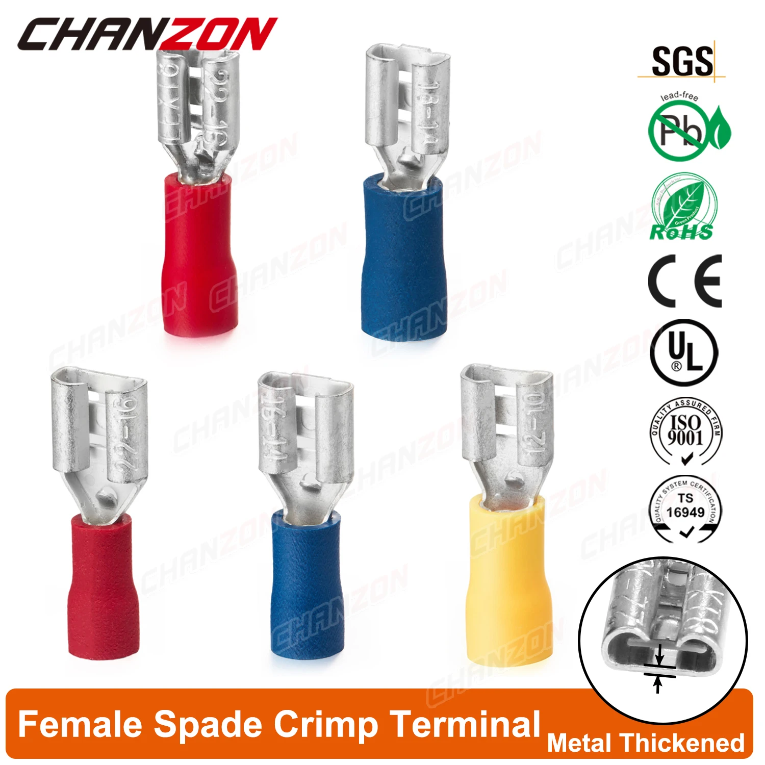 80/100PCS 4.8Mm 6.3Mm Insulated Female Spade Crimp Wire Connectors Solderless Wiring Electrical Cable Terminals Red Blue Yellow