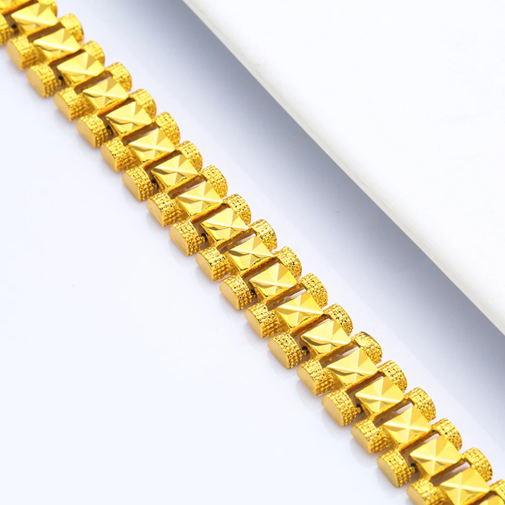 Classic Bracelet Wholesale 8/12MM Trendy Male Gold Color Chunky Hand Chain Link Bracelet for Men Women Jewelry Pulseira P166