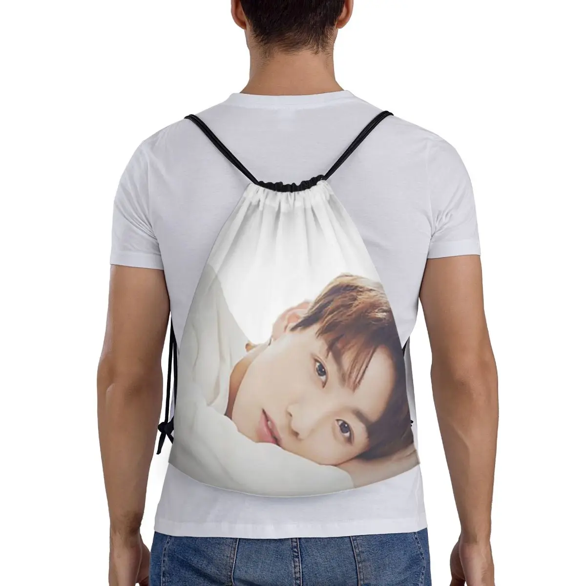 

Jungkook Backpacks Casual Portable Drawstring Bundle Pocket Storage Bag Book Bags For Man Woman Students