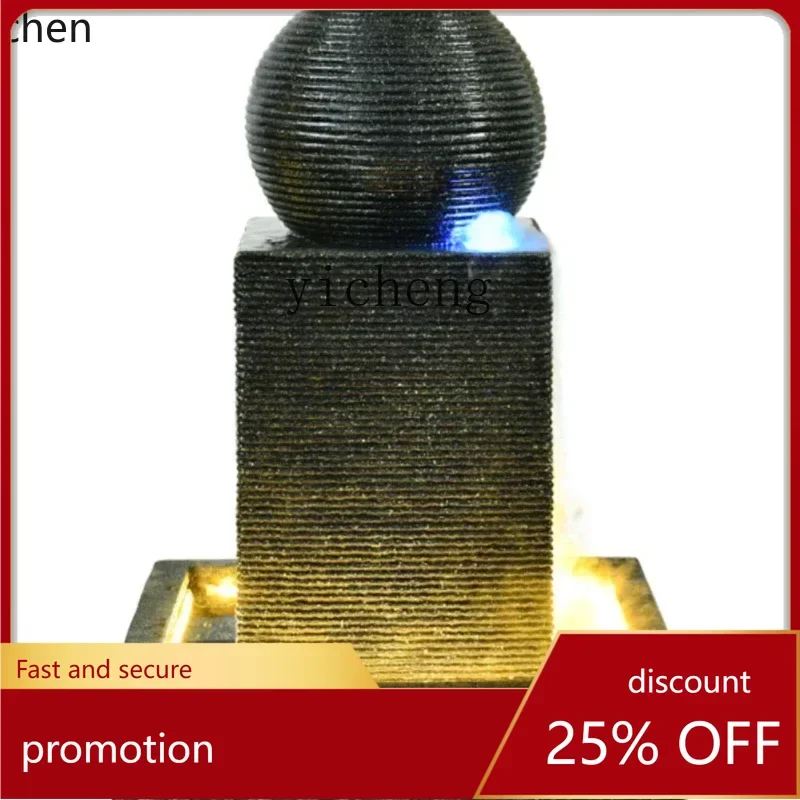 ZML large flowing water fountain lucky feng shui ball living room home water feature ornament