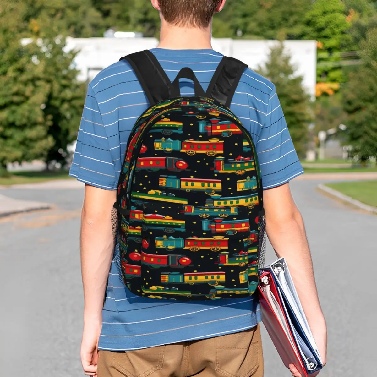 Cartoon Train Models Display Design Backpack Student Boys Girls BookBag Men Women School Bag Computer Shoulder Bags