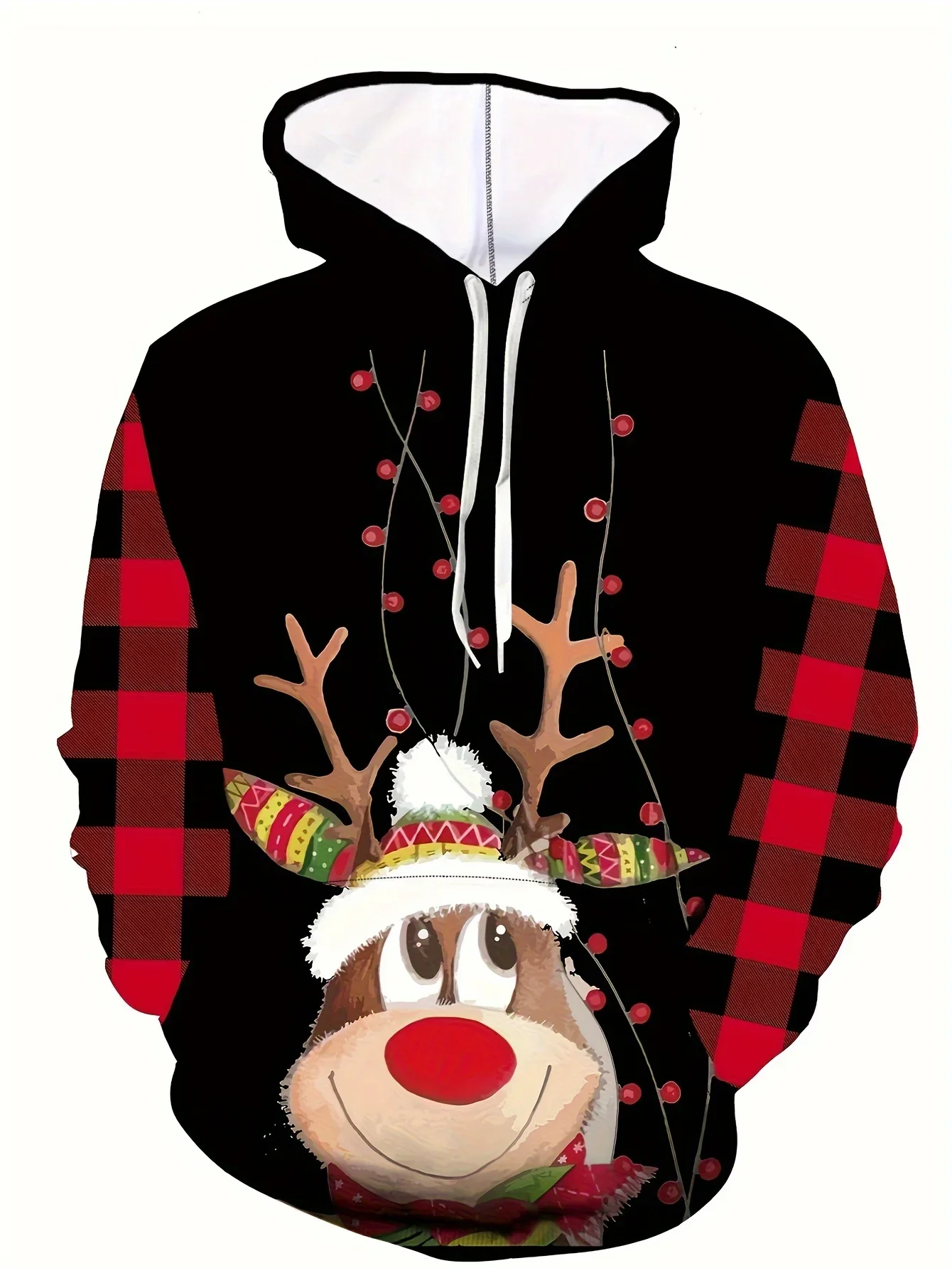 Christmas 3D Printed Hoodies Winter Mens Cool Hoodie Christmas Reindeer Graphic Design Pullover Hoodies Streetwear New Year Gift