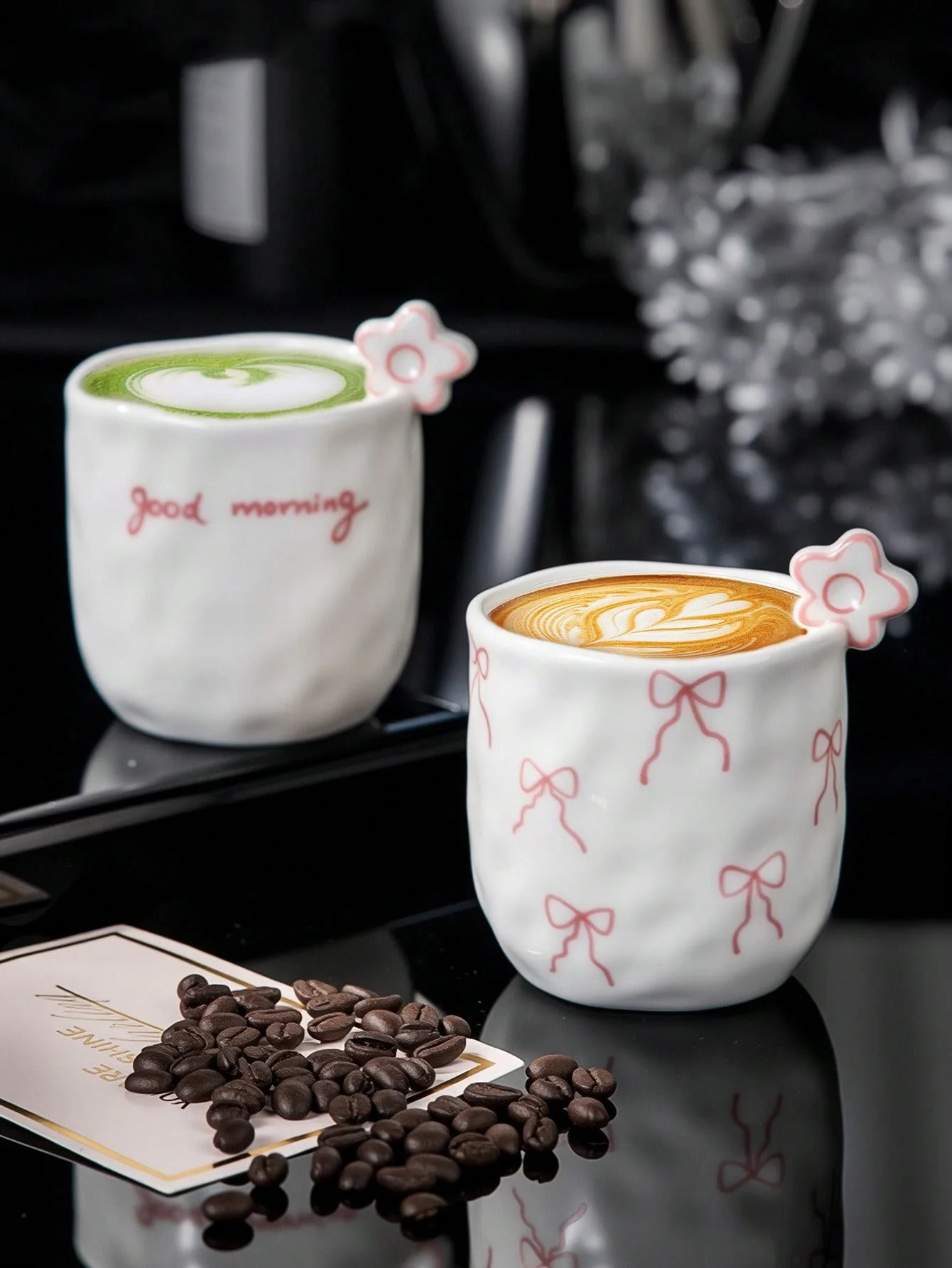 1pc Ceramic Coffee Cup, Cup With Three-dimensional Flower Decoration, Fresh And Cute Style Mug - view 5