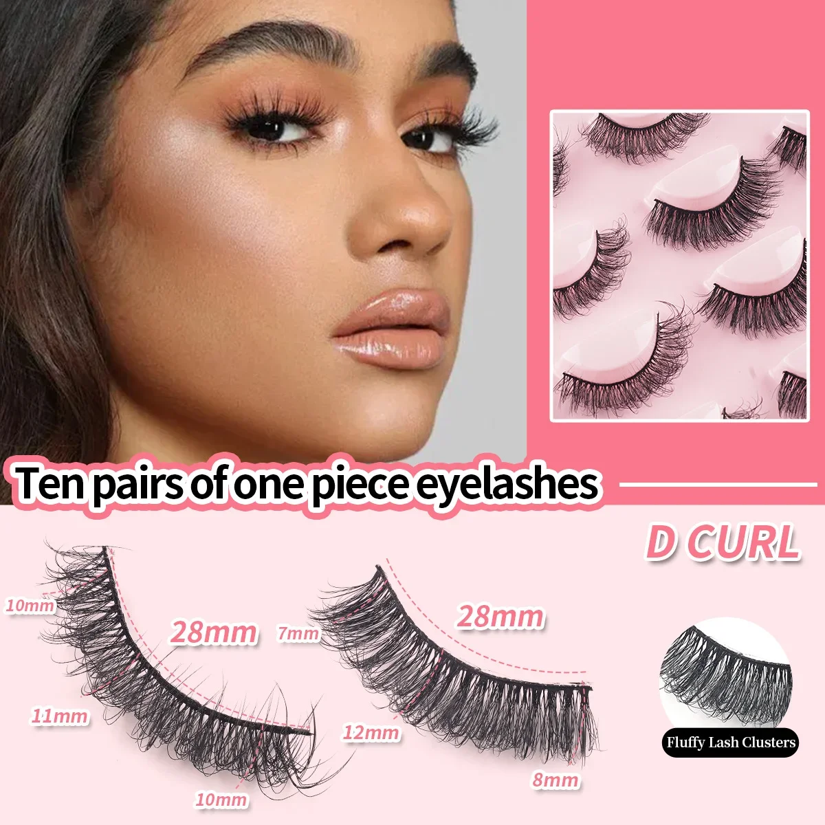 10 個 3D ミンクまつげメイクアップまつげふわふわナチュラルロングフェイクまつげフルストライプ再利用可能なつけまつげエクステンション